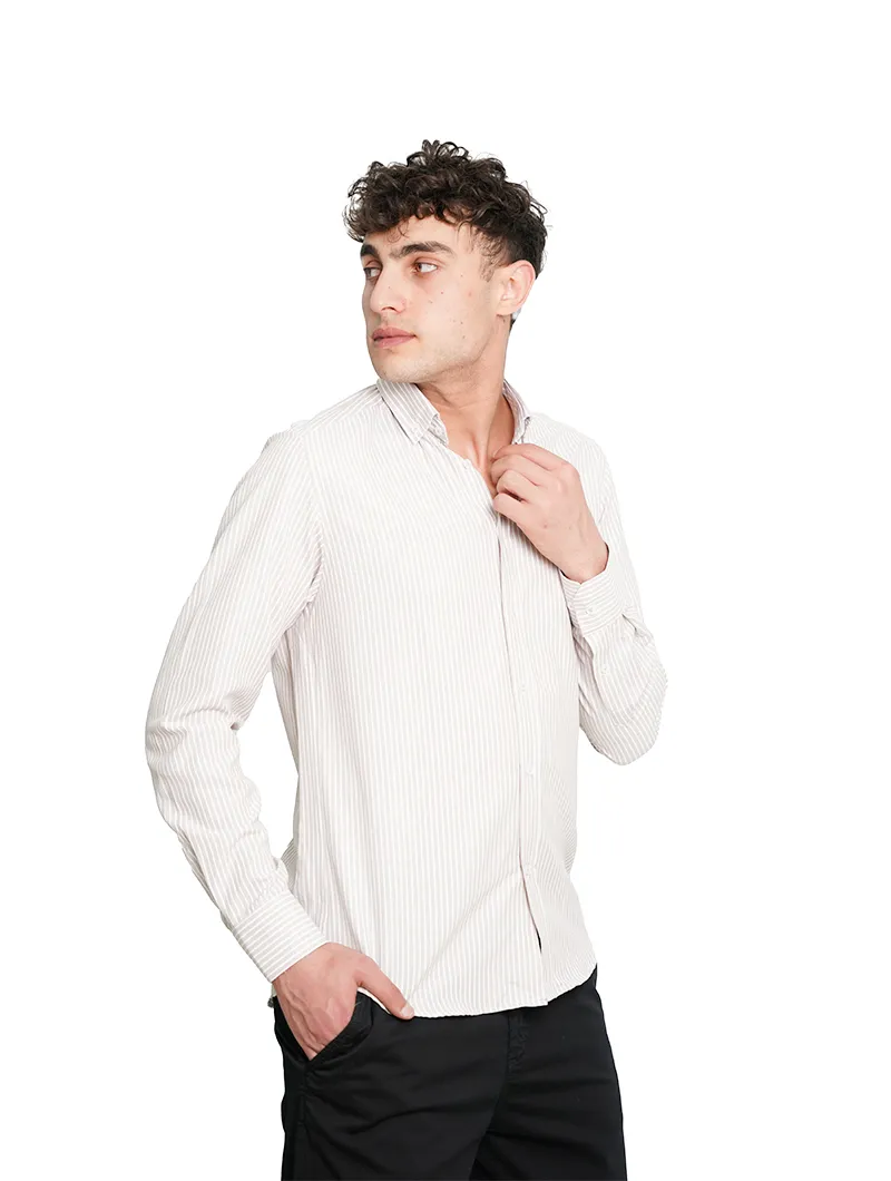 Chemise en coton lin rayée